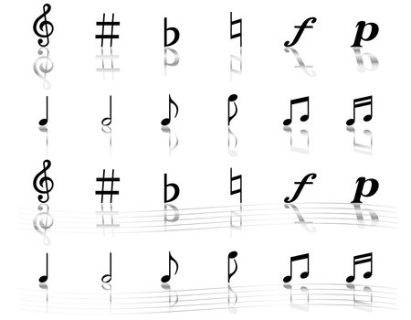 set of phonetics, notes, and musical symbolsのイラスト素材