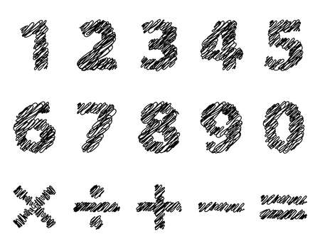 Rough hand drawn number setのイラスト素材