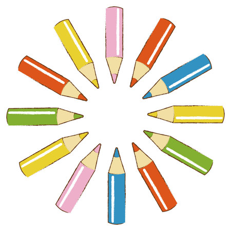 Colored pencil series (concentrated lines, concentrations, frames made of colored pencils)のイラスト素材