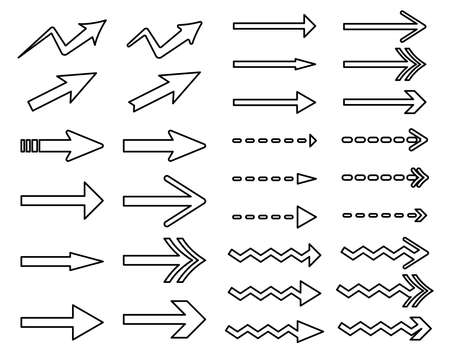 White pulling out various shapes arrow setのイラスト素材