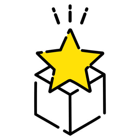 Star evaluation point Yellow box gift Shopping Simple cute iconのイラスト素材