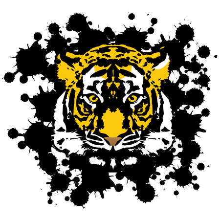 Realistic tiger face illustration that can be used for New Year's card design in 2022のイラスト素材