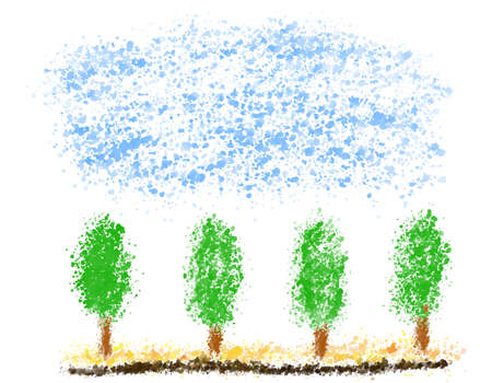 Hand-drawn scenery Sky Tree Square Park Nature Forestのイラスト素材