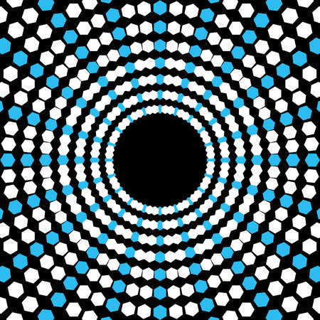 Hexagon black background white light blue concentration lineのイラスト素材