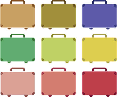 Travel bag set of various colorsのイラスト素材