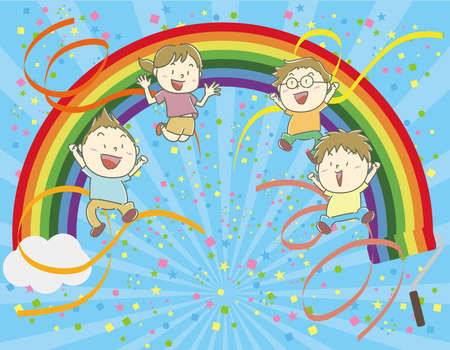 Rainbow Confetti Tape Ribbon Drawing Paint Intensive Line Background Wallpaperのイラスト素材