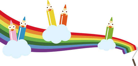 Rainbow Roller Drawing Paint Paint White Background Colored Pencil Pencilのイラスト素材