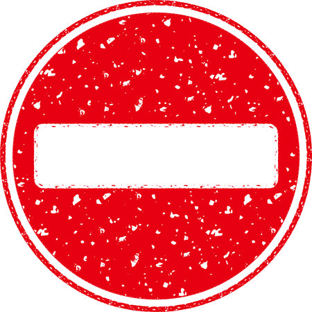 Hand-painted stamp-like traffic, restricted sign "No vehicle entry" iconのイラスト素材