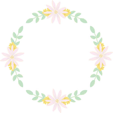 Circular frame with pale floral patternのイラスト素材