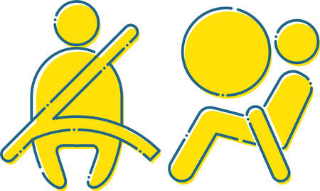 Seat belt wearing and airbag icon setのイラスト素材
