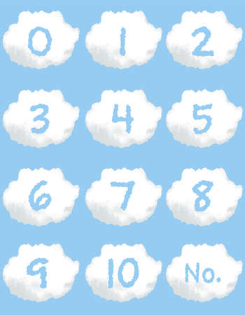 A set of numbers in a cloud-shaped speech bubbleのイラスト素材