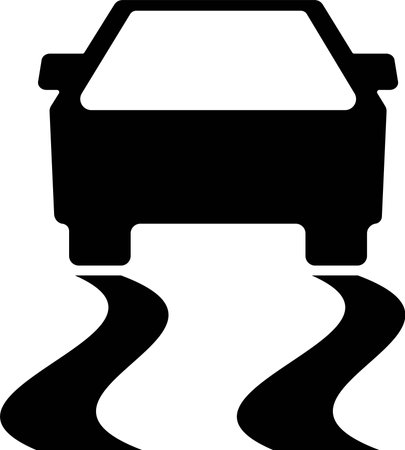 Simple illustration of a black car slipping on the roadのイラスト素材