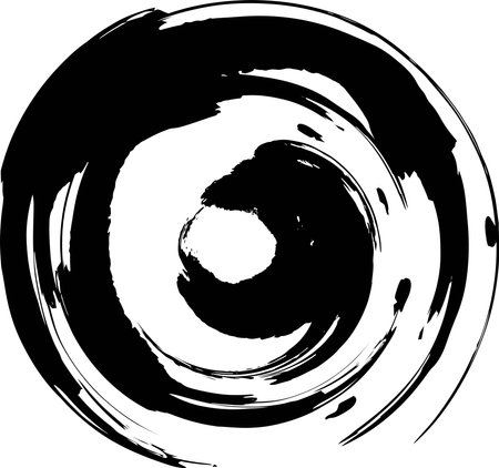 A simple circular monochrome frame that looks like it was drawn with a paintbrushのイラスト素材