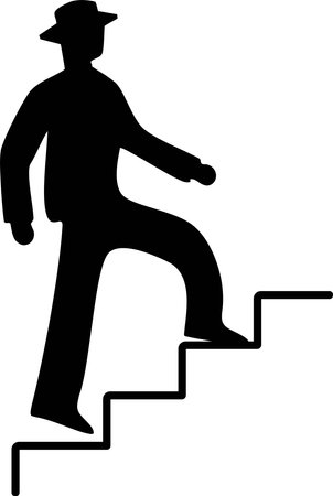 Illustration of a silhouette of an adult man climbing the stairs and aiming for the topのイラスト素材