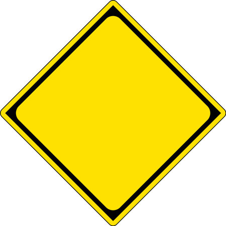 Frame of a yellow square warning sign used on the roadのイラスト素材