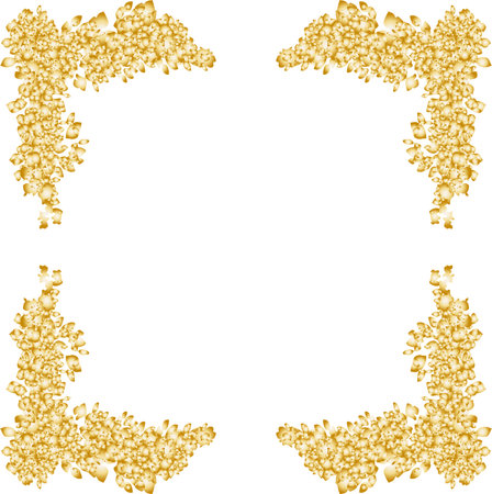 Square frame and border decorated with golden petalsのイラスト素材
