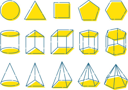 A set of various shapes that can be used for mathematics etc.のイラスト素材