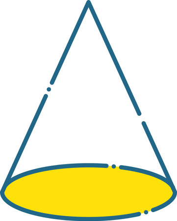 Simple blue line and yellow cone illustration drawn with dashed linesのイラスト素材
