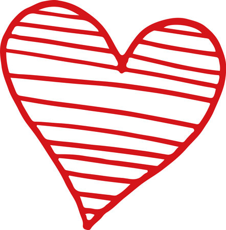 cute red hand drawn heart symbolのイラスト素材