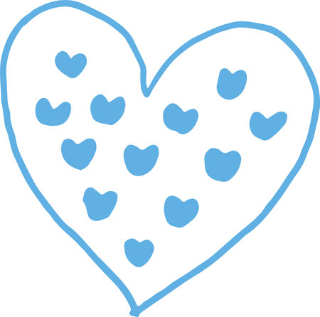 cute blue hand drawn heart symbolのイラスト素材