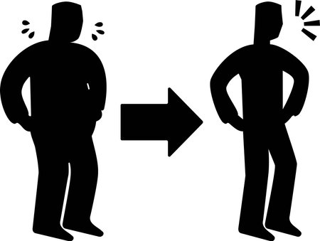 A set of obese men and slim men who succeeded in dietingのイラスト素材