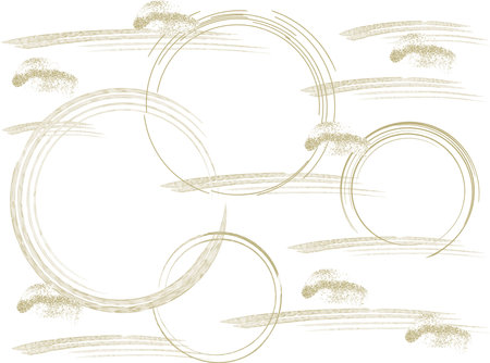 A Japanese-style image frame that looks like it was drawn with a golden paintbrushのイラスト素材