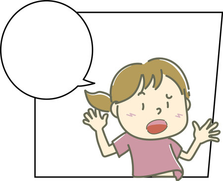 Child with cartoon speech bubble frameのイラスト素材