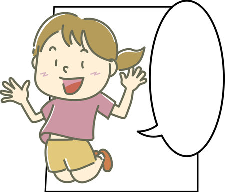 Child with cartoon speech bubble frameのイラスト素材