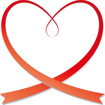 red heart frame made of ribbonのイラスト素材