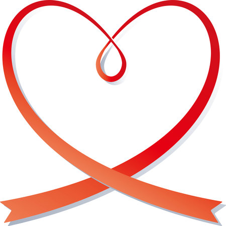 red heart frame made of ribbonのイラスト素材