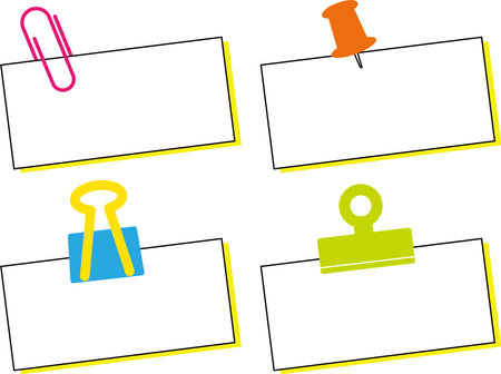 Colorful memo paper frames for holding paper such as clips and pinsのイラスト素材