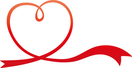 red heart frame made of ribbonのイラスト素材