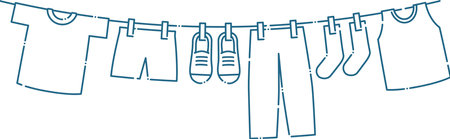 Blue dashed line simple laundry illustrationのイラスト素材