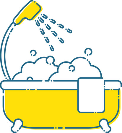 Cute bubble bath and shower illustrationのイラスト素材