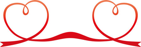 Two red heart frames made of ribbonのイラスト素材