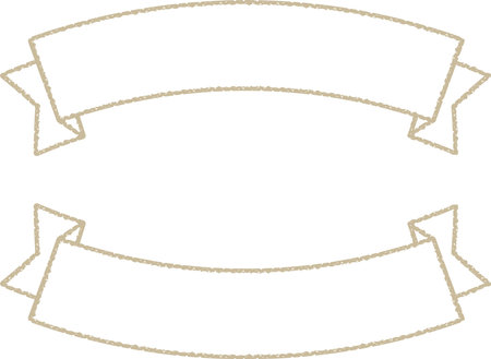 A set of simple and stylish ribbons that can be used for titles and headings.のイラスト素材