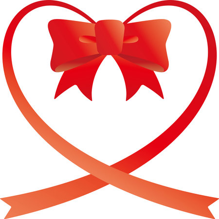 red heart frame made of ribbonsのイラスト素材