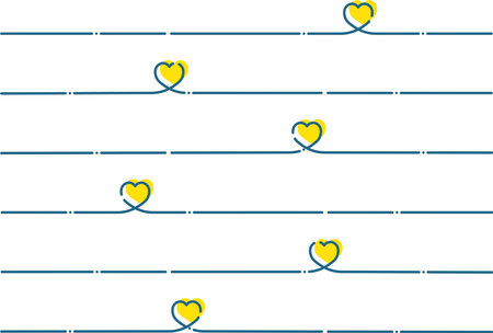 simple yellow heart blue line frameのイラスト素材