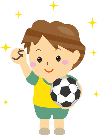 smiling child with soccer ballのイラスト素材