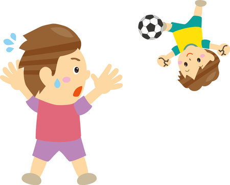 Player making an overhead kick and the keeperのイラスト素材