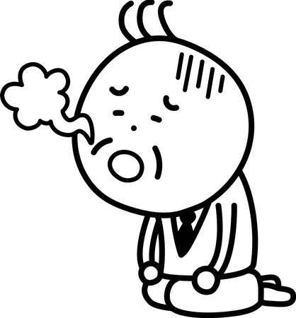 Illustration of a man sitting down and feeling depressedのイラスト素材
