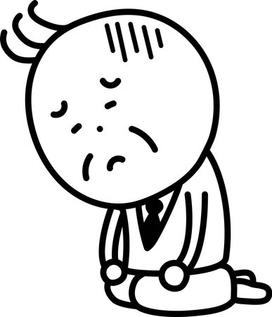 Illustration of a man sitting down and feeling depressedのイラスト素材