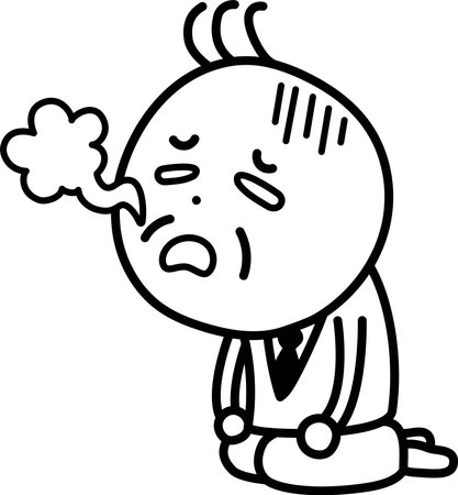 Illustration of a man sitting down and feeling depressedのイラスト素材