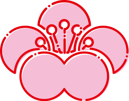 red spring flower symbol illustrationのイラスト素材