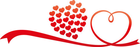 many hearts and big heart ribbonのイラスト素材