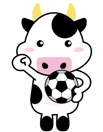 Cow with sports soccer ballのイラスト素材