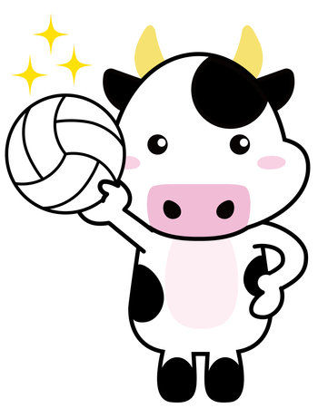 Cow with sports glitter volleyballのイラスト素材