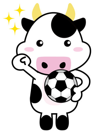 Cow with sports soccer ballのイラスト素材