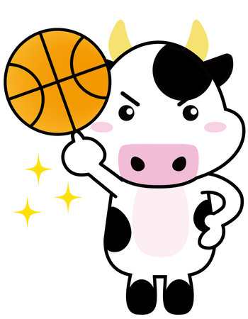 Cow with sports glitter basketballのイラスト素材