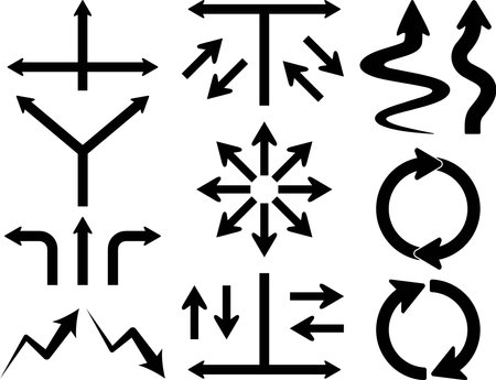Set of various types of black and white arrowsのイラスト素材